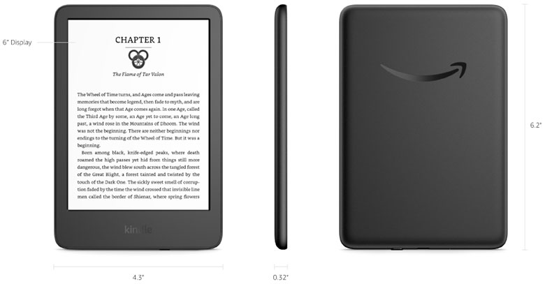 2022新款入门版Kindle外形尺寸