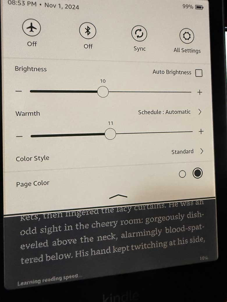 Kindle Colorsoft夜间模式界面不一致