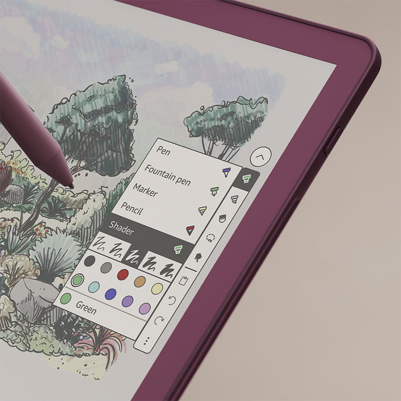Kindle Scribe Colorsoft的10种笔画颜色