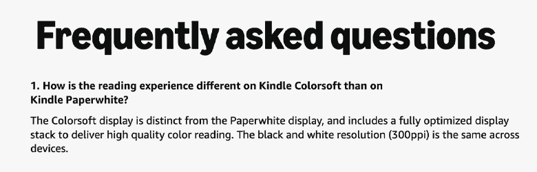 Kindle Colorsoft产品页面修改后的常见问答