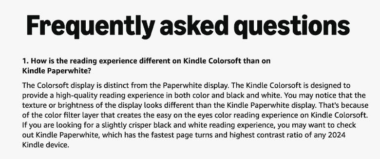 Kindle Colorsoft产品页面修改前的常见问答
